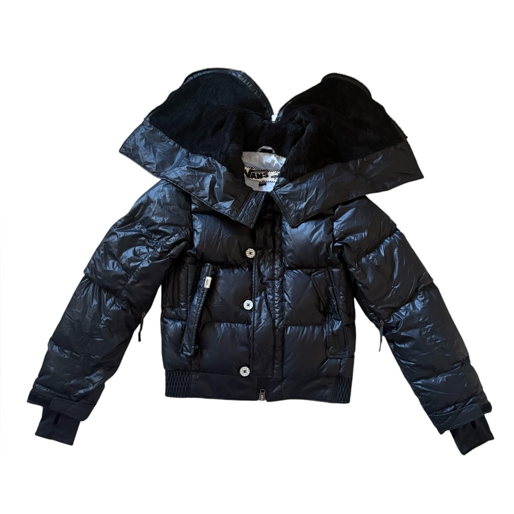 Vans Goose Down Black Faux Fur Hooded Puffer Ski/Snowboarding Jacket Size M